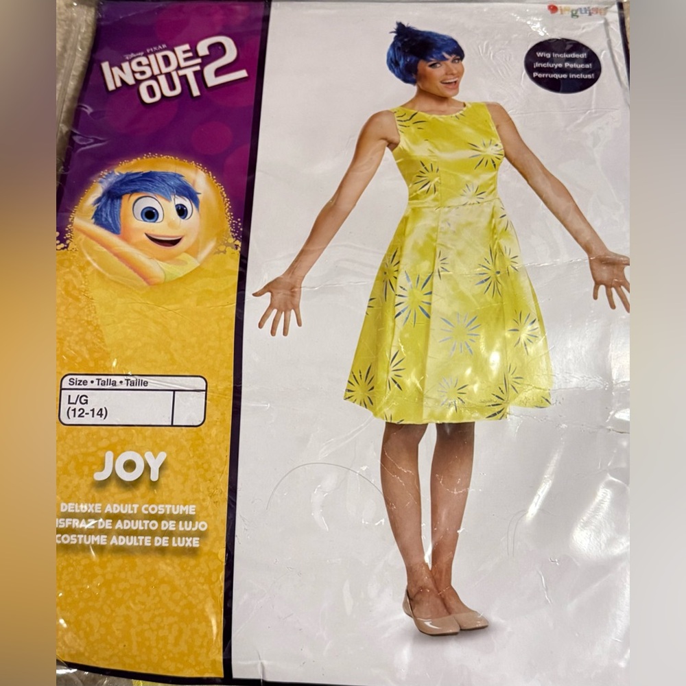 Inside out 2 Disney Pixar joy costume large 12-14 disguise worn once